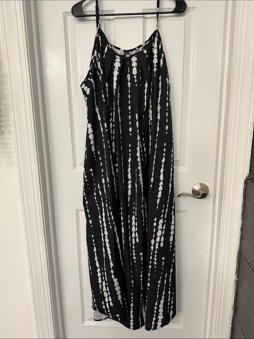 Black & White Vertical Tie-Dye Maxi Dress